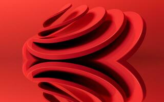 abstract rood kromme geometrie achtergrond, 3d weergave. foto