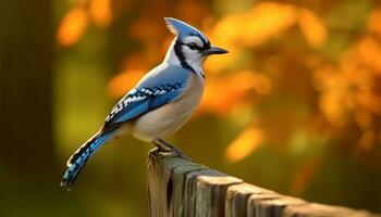 een kleurrijk vogel zitstokken Aan een tak, observeren haar omgeving gegenereerd door ai foto