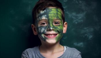 glimlachen kind in een schattig kostuum, op zoek Bij camera gelukkig gegenereerd door ai foto