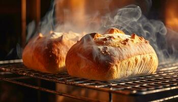 gegrild brood, barbecue vlees, eigengemaakt nagerecht, gekookt rundvlees, lunch voorbereiding gegenereerd door ai foto