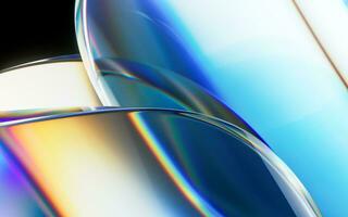 kleurrijk kromme glas met spreiding, 3d weergave. foto
