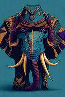 een gedetailleerd illustratie van een olifant voor een t-shirt ontwerp, behang en mode foto