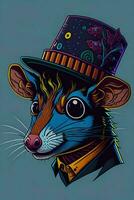 een gedetailleerd illustratie van een Rat voor een t-shirt ontwerp, behang en mode foto