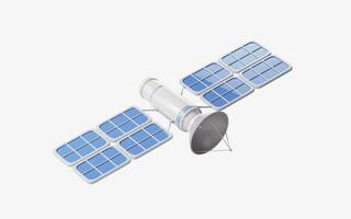 ruimte orbital satelliet, ruimtevaart en communicatie concept, 3d weergave. foto