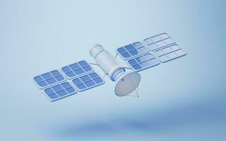 ruimte orbital satelliet, ruimtevaart en communicatie concept, 3d weergave. foto