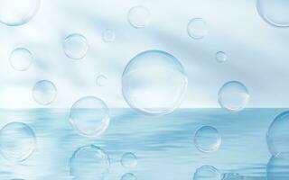 bubbels Aan de water oppervlak, 3d weergave. foto