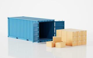 lading container, vracht en exporteren, 3d weergave. foto