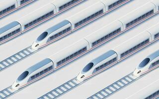 wit hoog snelheid spoorweg kogel trein, 3d weergave. foto