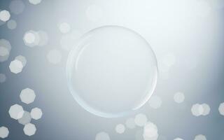 transparant bubbel met blauw achtergrond, 3d weergave. foto