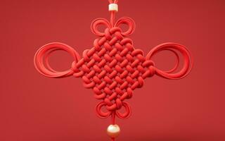 Chinese knoop met oosters oude stijl, 3d weergave. foto