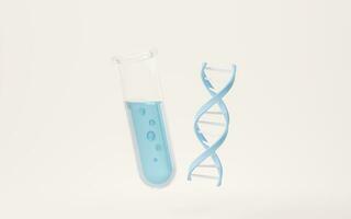 dna en chemisch apparatuur, 3d weergave. foto