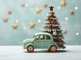 Kerstmis auto met Kerstmis boom foto