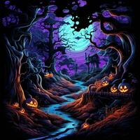 illustratie kunst spookachtig halloween achtergrond foto