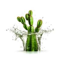 cactus in water plons geïsoleerd Aan wit achtergrond. ai generatief foto