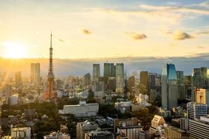 skyline van de stad tokyo in japan foto