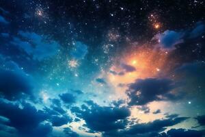 mooi nacht lucht met sterren en wolken generatief ai foto