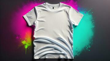 t-shirts mockup met tekst ruimte Aan colrful achtergrond hd ai foto