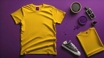 t-shirts mockup met tekst ruimte Aan colrful achtergrond hd ai foto