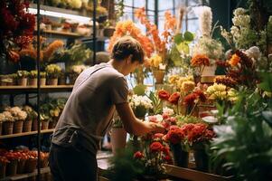 mensen selecteren vers bloem in de op te slaan foto