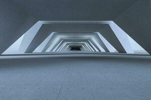beton zeshoekig tunnel, modern architectuur, 3d weergave. foto