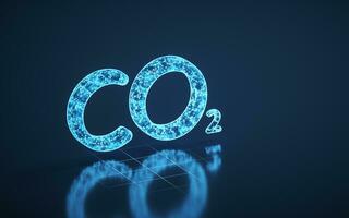 koolstof dioxide en blauw gloeiend lijnen, 3d weergave. foto
