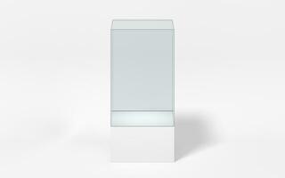 leeg glas vitrine, 3d weergave. foto