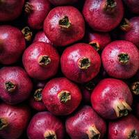 realistisch foto van een bundel van granaatappels. top visie fruit landschap. ai gegenereerd