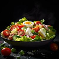 realistisch foto van salade. detailopname voedsel fotografie. ai gegenereerd