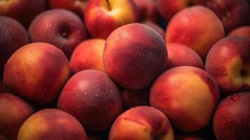 realistisch foto van een bundel van nectarines. top visie fruit landschap. ai gegenereerd