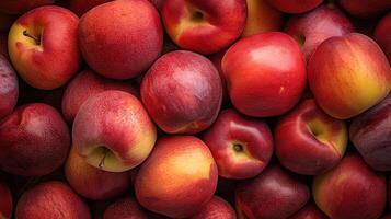 realistisch foto van een bundel van nectarines. top visie fruit landschap. ai gegenereerd