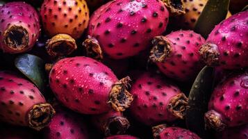 realistisch foto van een bundel van stekelig peren. top visie fruit landschap. ai gegenereerd