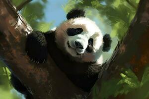 panda boom reusachtig. genereren ai foto