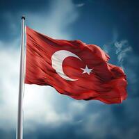 Turks vlag 3d illustratie wit achtergrond ai generatief foto
