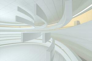 wit ronde kamer, futuristische structuur, 3d weergave. foto
