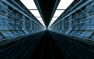 donker wetenschap fictie tunnel, 3d weergave. foto