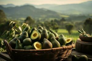 een mand van avocado's.gezondheid voedsel, eetpatroon concept.gemaakt met generatief ai technologie. foto