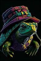 een gedetailleerd illustratie van een schildpad voor een t-shirt ontwerp, behang, en mode foto