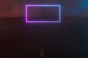 Rechtdoor snelweg met donker achtergrond, abstract conceptie, 3d weergave. foto