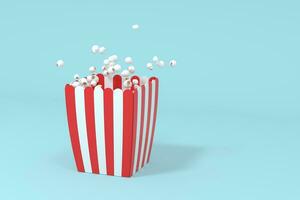 verspreide popcorn, zoet voedsel, 3d weergave. foto