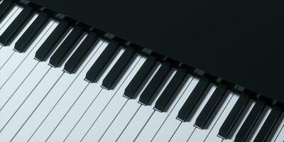 piano sleutels met donker achtergrond, 3d weergave. foto
