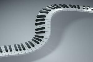 piano sleutels met wit achtergrond, 3d weergave. foto