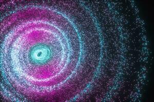 gloeiend deeltjes en melkachtig manier Melkweg, explosief vonken, 3d weergave. foto