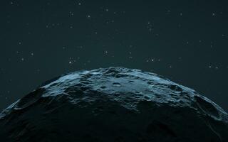 planeet met sterrenhemel lucht achtergrond, 3d weergave. foto