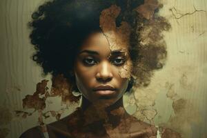 creatief portret van zwart vrouw. generatief ai foto