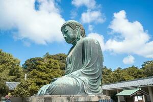 de Super goed blauw Boeddha standbeeld kamakura daibutsu Bij kotoku in altaar tempel in kamakura,kanagawa, Japan foto