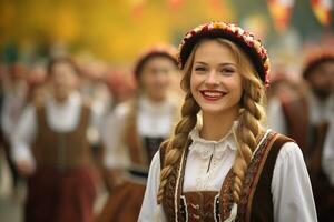 mooi meisje Oktoberfest evenement in München Duitsland foto