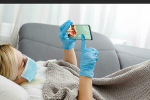 gezondheidszorg online overleg plegen concept, Gezondheid door laptop foto