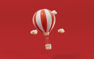 rood tekenfilm heet lucht ballon, 3d weergave. foto