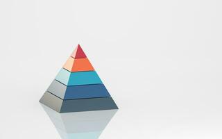 piramide grafiek en gegevens analyse, 3d weergave. foto