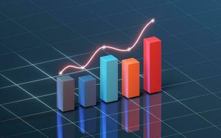 bar tabel en neiging analyse, 3d weergave. foto